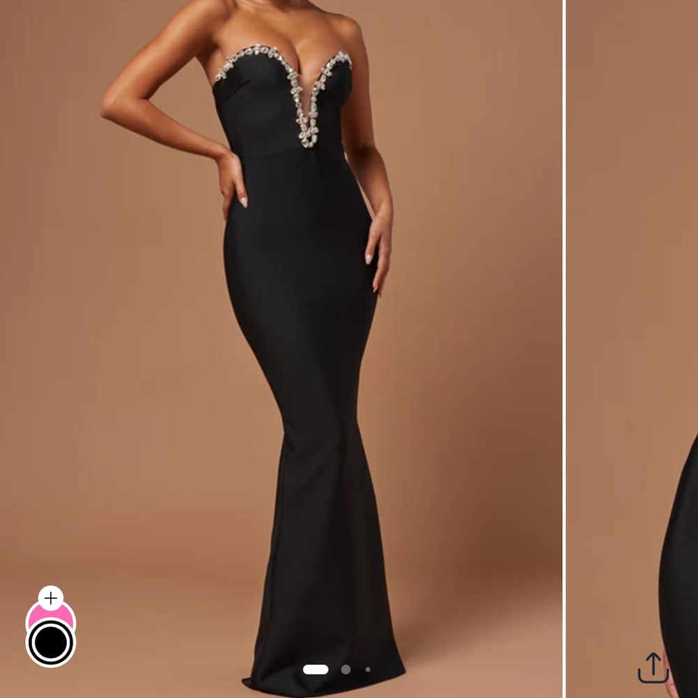 FASHION NOVA Black Embellished Bandage Gown